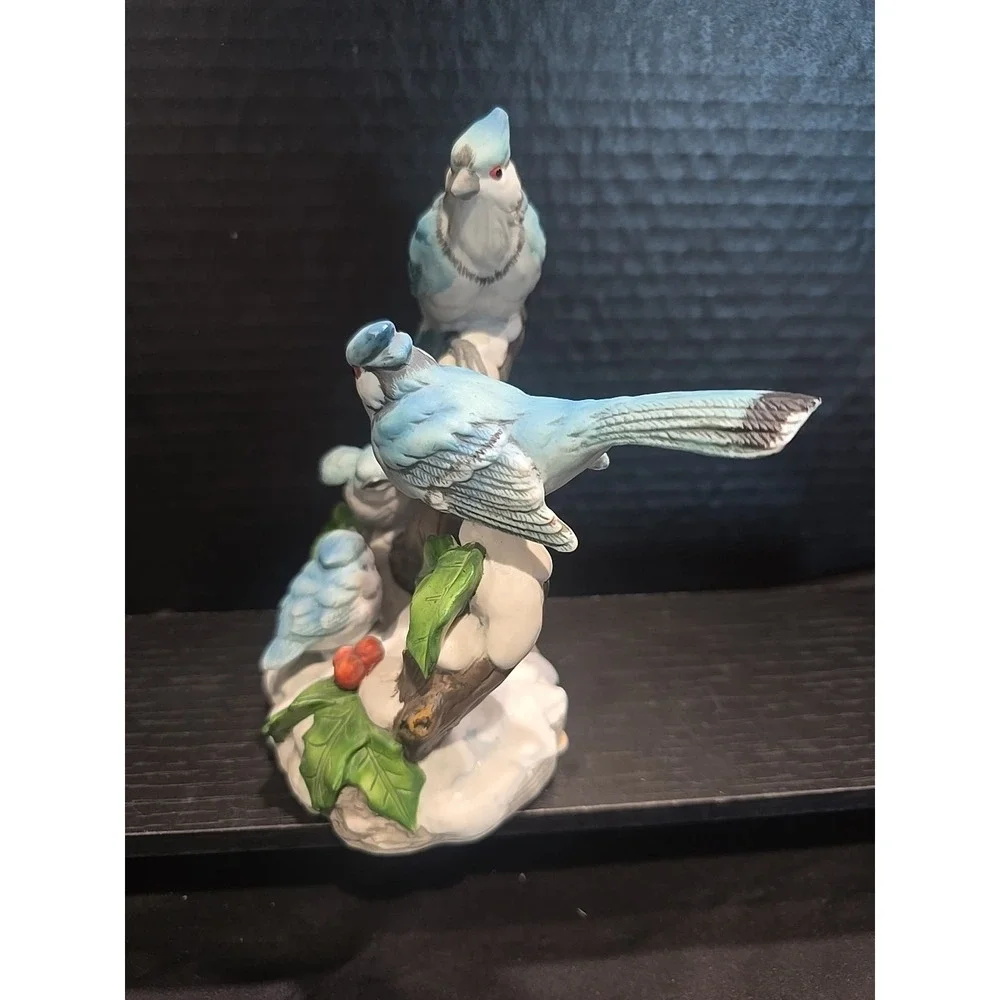 Wintertime Woodland Blue Jays Figurine 7